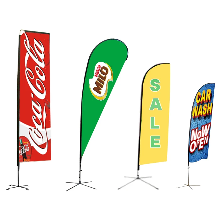 Wholesale All fiberglass pole cheap custom printed double-sided feather flag outdoor advertising banner flying beach flag