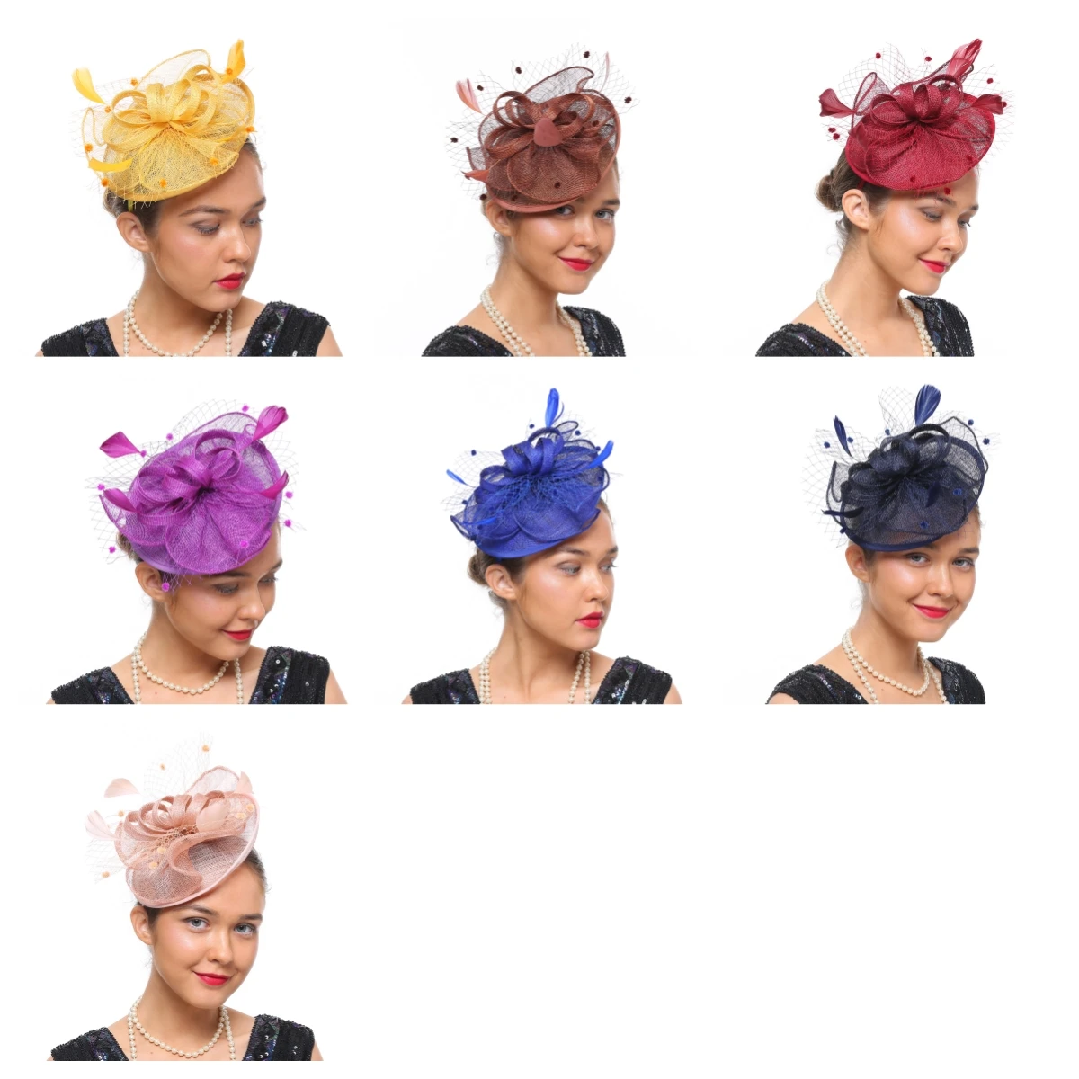 Premium Fashion Feather Fascinators Multicolour Flower Kentucky Derby Hats Sinamay Hat Bride Headband Athleisur Beanie Female