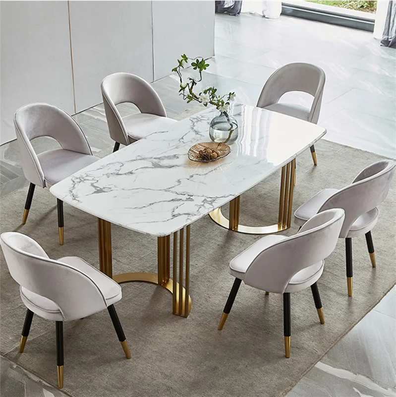 
2021 modern 120 cm 140 cm 160 cm long white marble top iron frame gold legs metal dining table  (1600171261555)
