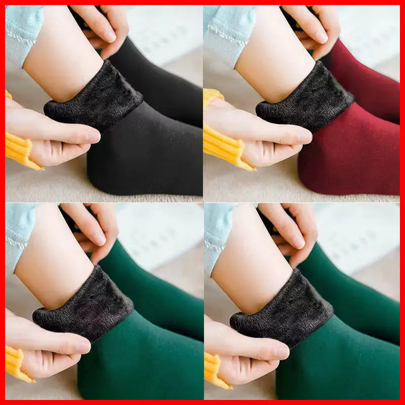 High Elastic Velvet Women Winter Warm Thicken Thermal Socks Soft Casual Solid Color Sock Wool Cashmere Home Snow Boot Floor Sock
