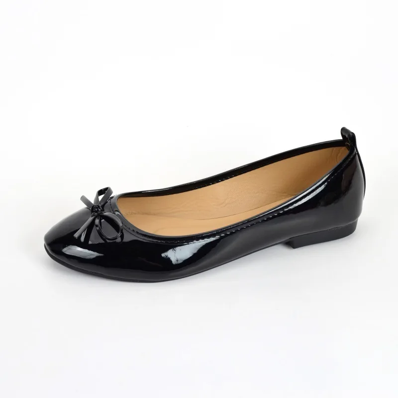 2024 Wholesale patent leather ballet soft sole casual bow flat shoes
