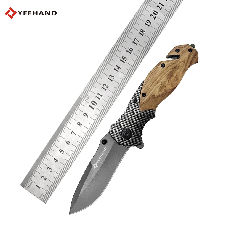 Olive wood handle knife survival pocket outdoor X50 knife camping tactical folding knife