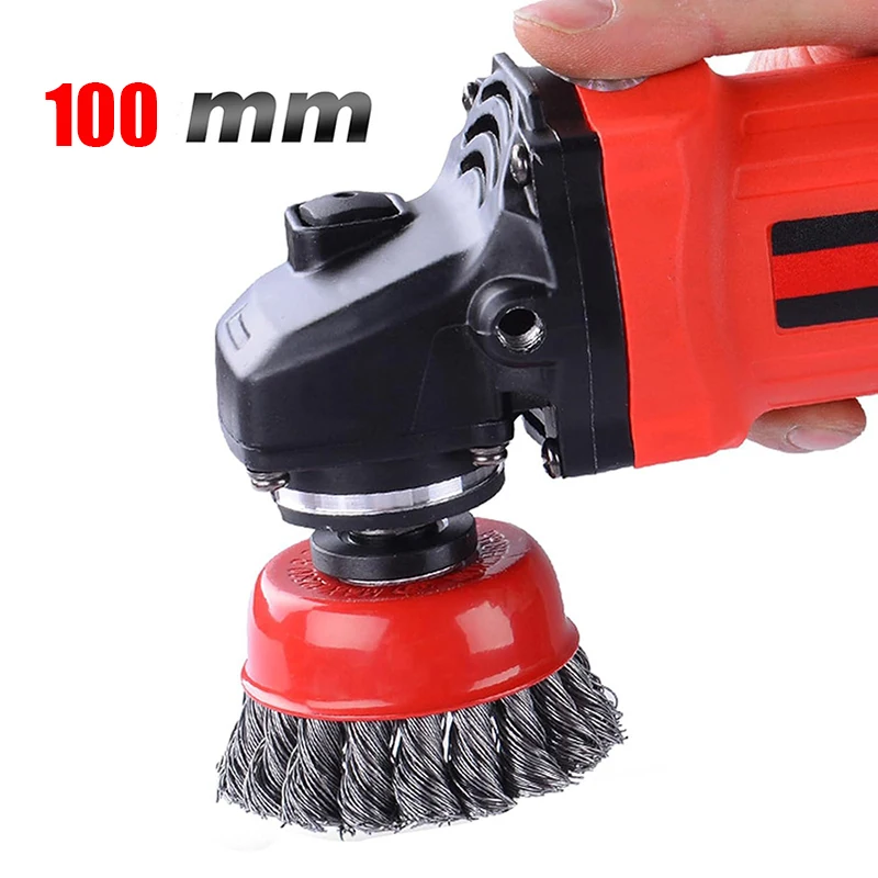 Easy to install 100mm High Quality Twist Knotted Steel Wire Brush Carbon Steel Wire For Grinders used to Grinding