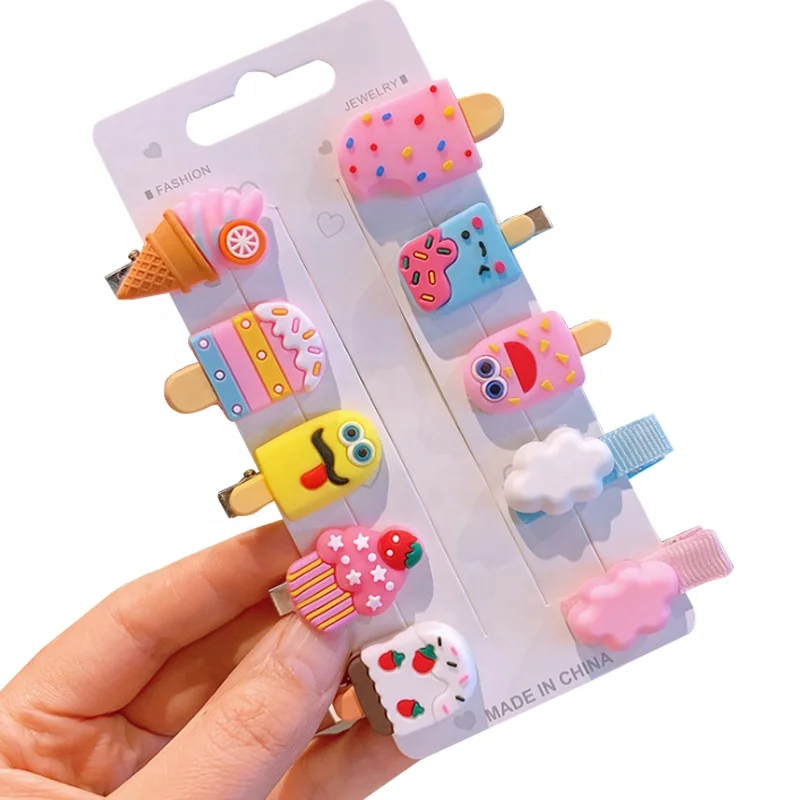 Hot Sale  Cute Hair Accessories Neon Candy Color Hairpins Unicorn Cartoon Bobby Pins Ice Hair Clip For Girls