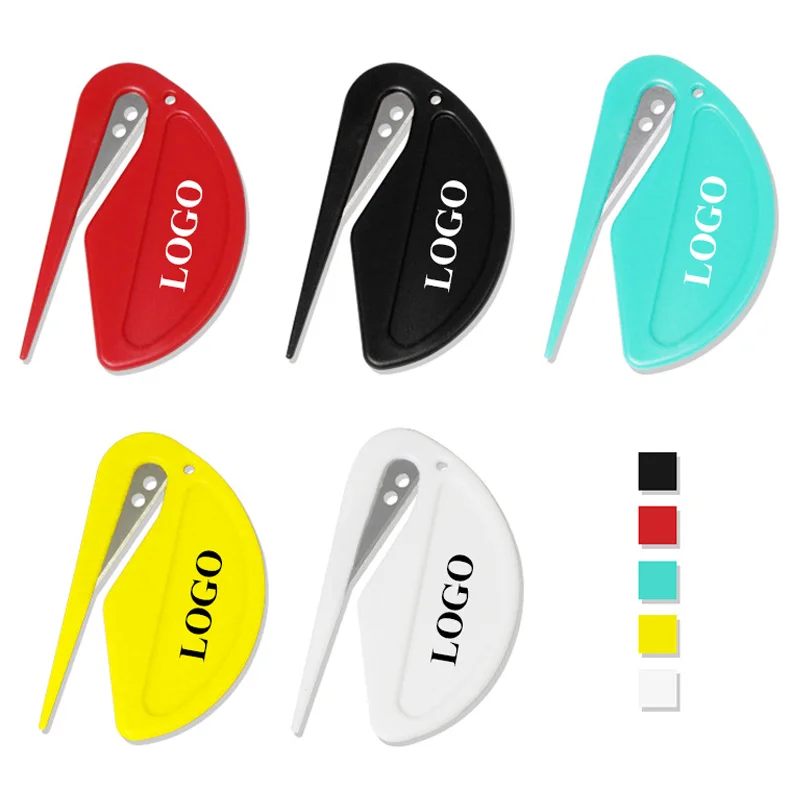 Custom Logo Letter Opener Envelope Slitter Mail Opener Plastic Razor Blade Paper Knife for Envelope Package Paper Box and Mail