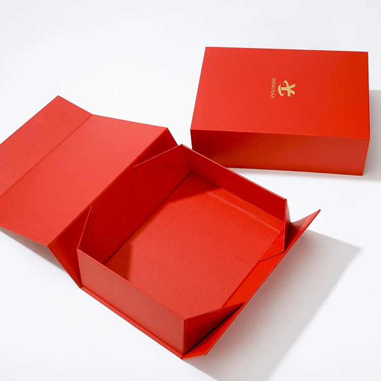 
Wenzhou Shengyuan Custom design Eco Friendly Magnetic Foldable red Paper Cardboard Cosmetic Gift Packaging Box 