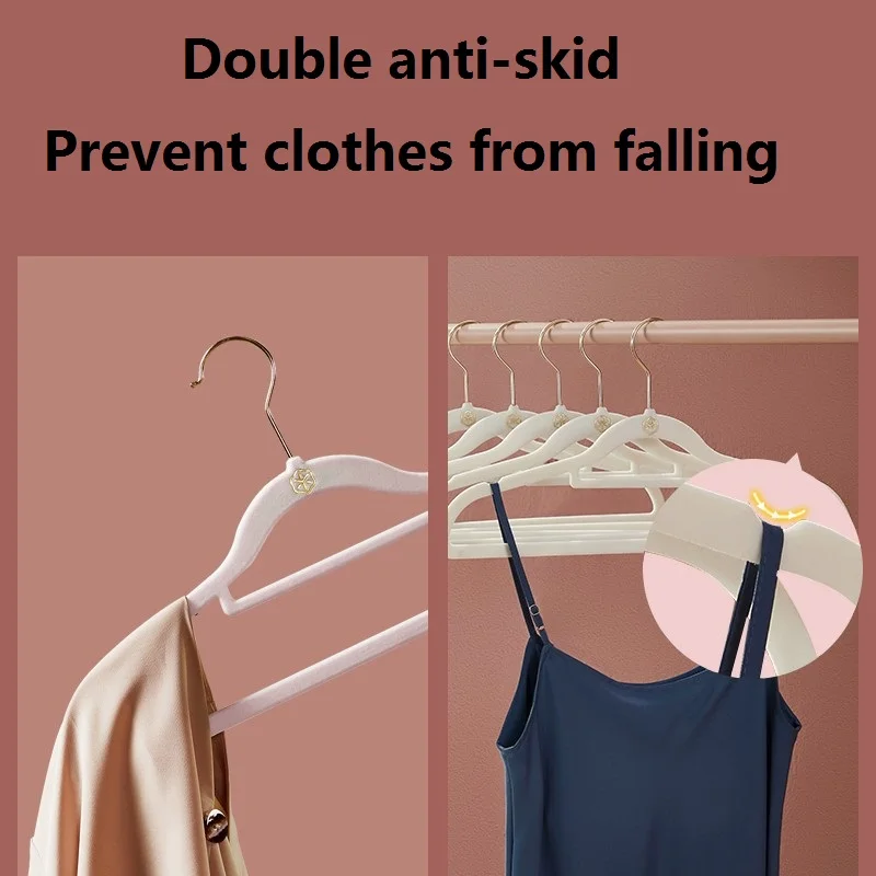 Top Selling  Plastic Velvet Coating Hanger Rose Gold Hook Pink Velvet Hanger Plastic For  Clothes