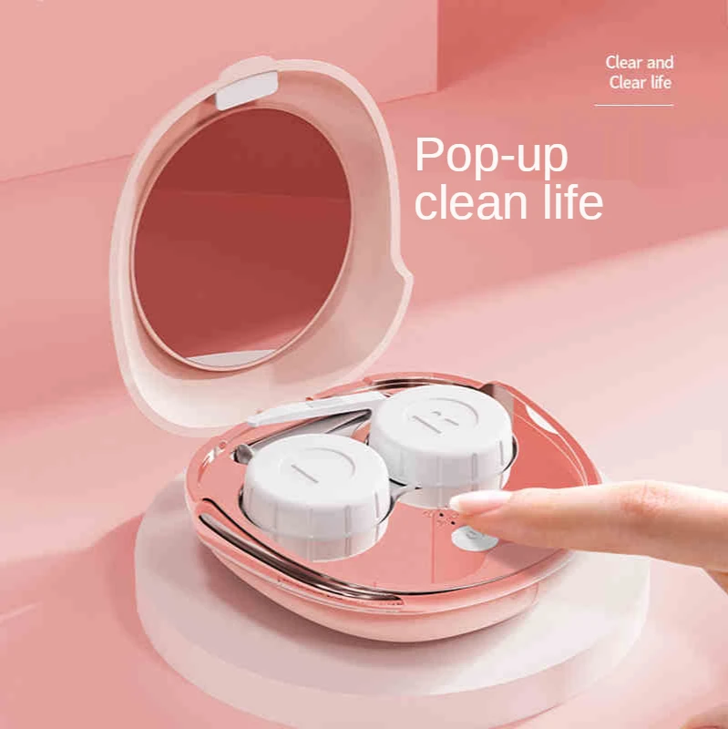 
New Fashion Ultrasonic pop-up Self-cleaning Auto-cleaning Contact Lens Case cute colorf connect portable long-term endurable 