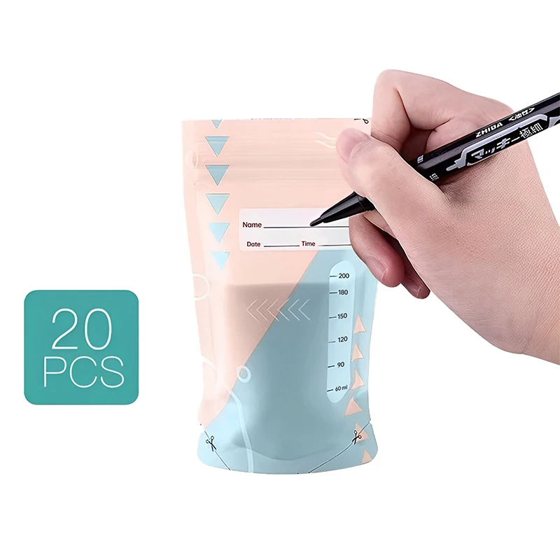 Milk Storage Stand Up Plastic Bag Custom Printed 200ML / 80oz Milk Storage Bags Reusable BPA Free Breast Milk Storage Snack Nut