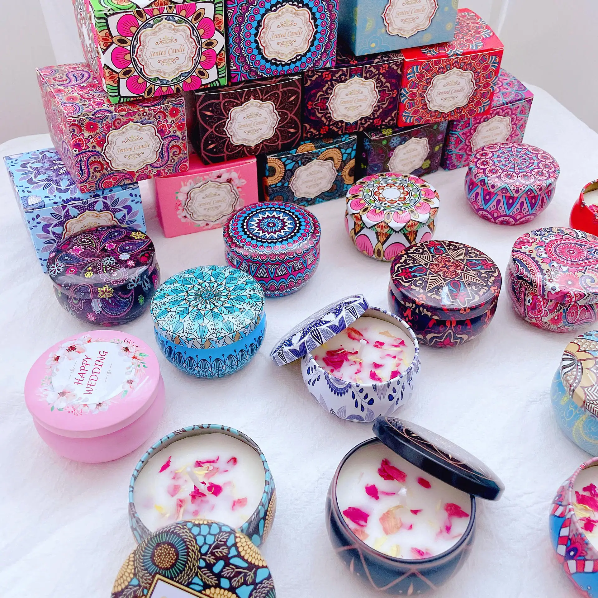 Hot Selling Custom Luxury Tin Scented Candle Aromatherapy Cotton Wicks Long-Lasting Fragrance Handmade Vintage Scented Candle