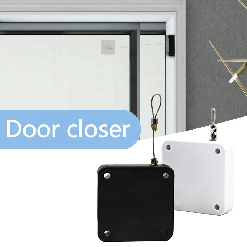 Anti-theft Multifunctional Pulldoor door catches & door closers punch-free sliding spring concealed mini Automatic Door Closer