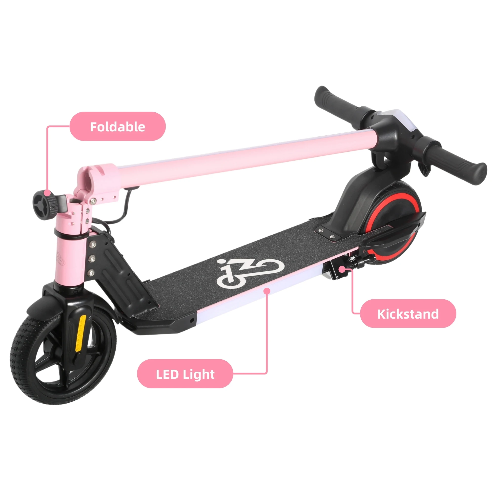 Emoko 6.5 Inch Kick Scooter Kids MAX Speed 16 km Brake Throttle LED Lights Solid Tyre A43 Sensor Electronic Scooter Boys Girls