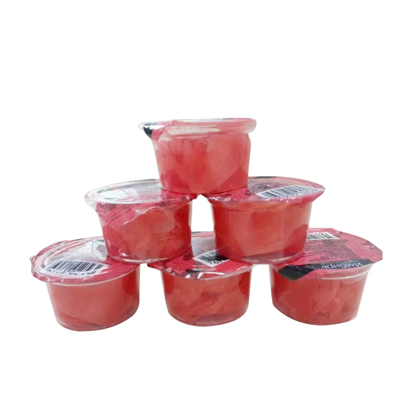 Small jelly cup ginger slice pickled sushi ginger