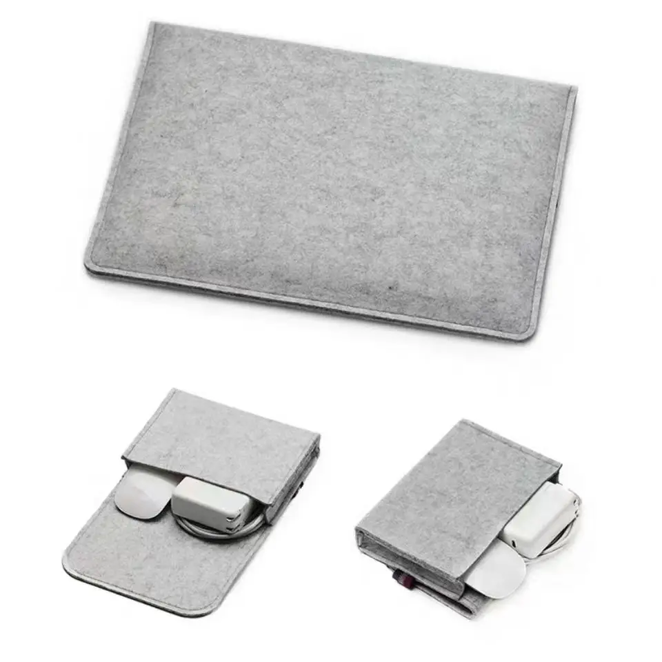 Wholesale Multi-function Laptop Sleeve Bag  A4 A5 document bag Felt Bag with Pocket and Small Case