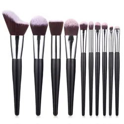 Black 10pcs Synthetic Hair Makeup Brush Private Label Make Up Brushes Wholesale Makeup Brush Set