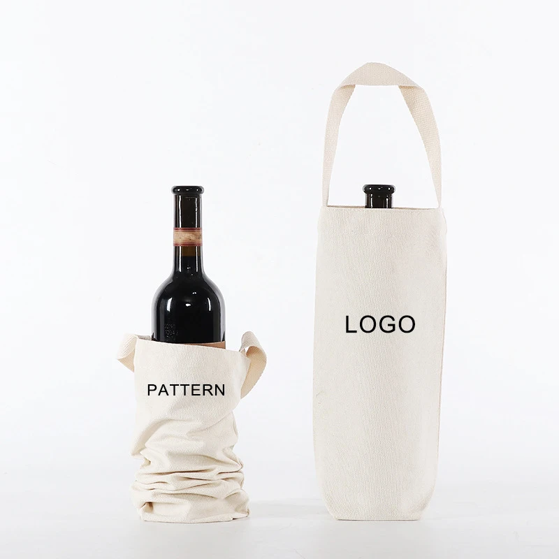 custom logo natural Large Reusable Gift Bag beach picnic party canvas fabric one 1 2 3 4 6 bottles wine Tote Bag for festival