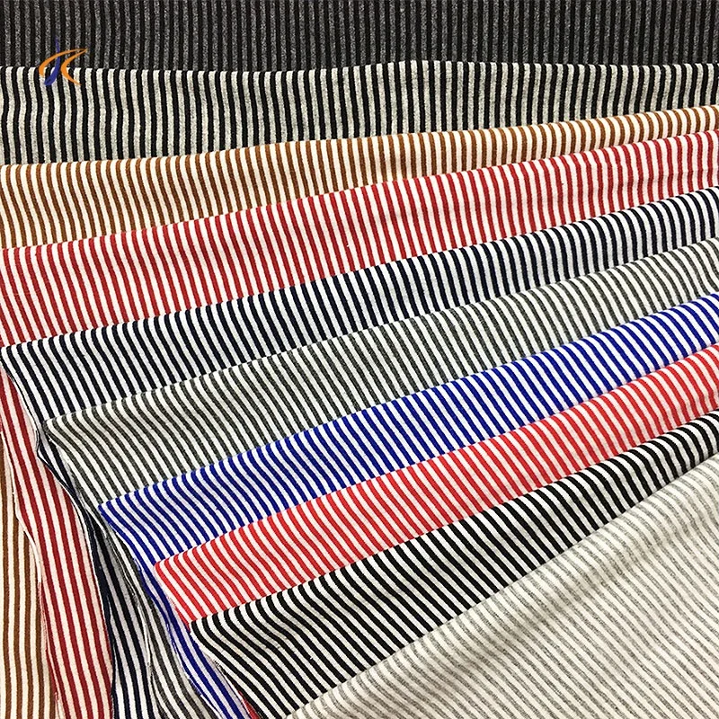 Wholesale yarn dyed 100% cotton stripe rib knit fabric for baby organic cotton t-shirt clothing