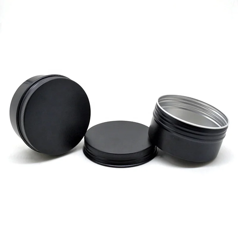 Custom Matte black aluminum cans 5-350g Round cosmetic/candle/candy metal cans Round aluminum tin boxes/containers/jars