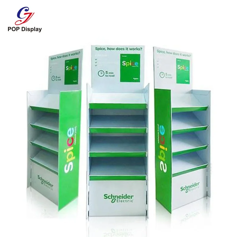 Customized Incline 4 Level POP Display Corrugated Cardboard Display Pedestals Flooring Stand For Electronics At Shopping Mall