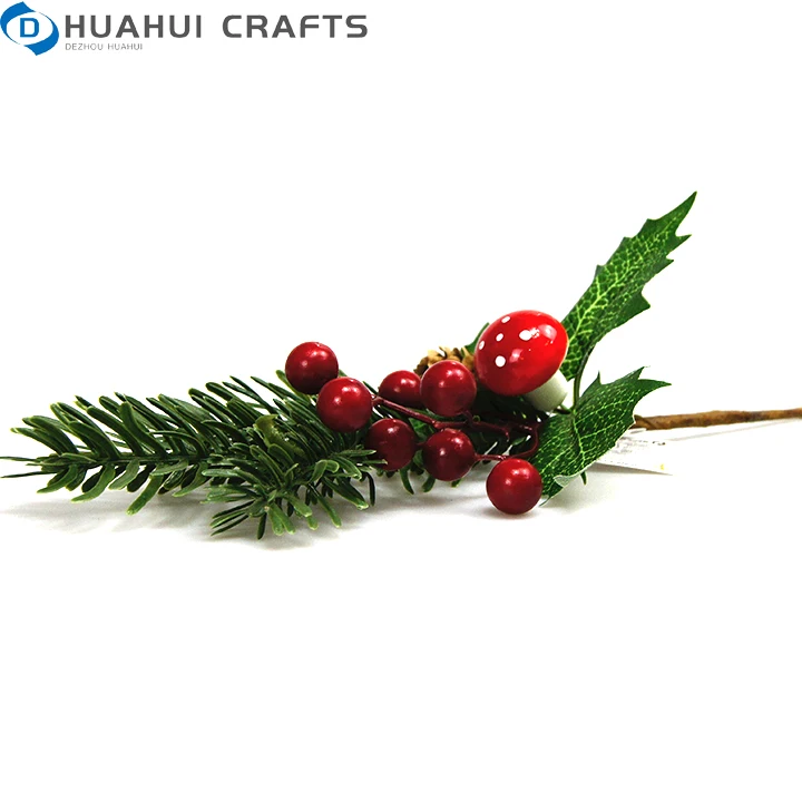 Red fabric Xmas poinsettia flowers stem with glitter Red velvet flowers Christmas tree decor manufacturer wholesale