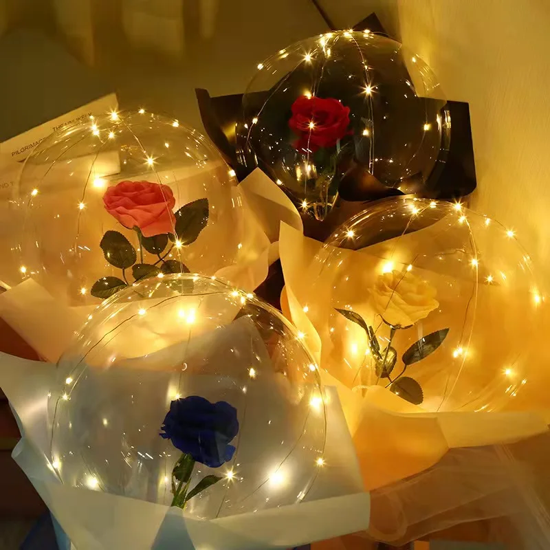 22inch LED Light Luminous Balloon Bouquet Rose Party Lamp Romantic Wedding Birthday Gift Christmas