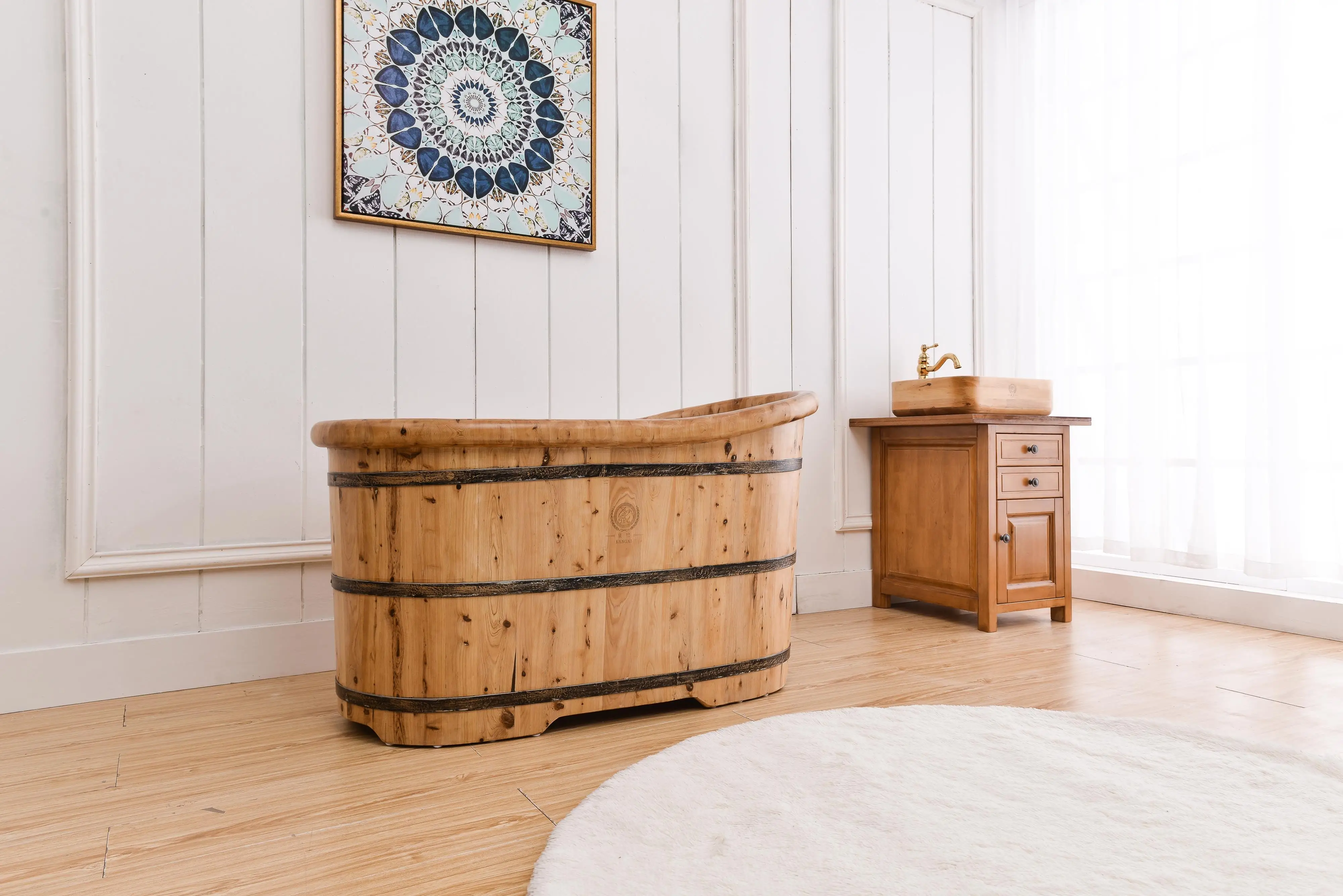 110cm  freestanding tub hinoki Wooden Bathtubs indoor hot tub hotsale