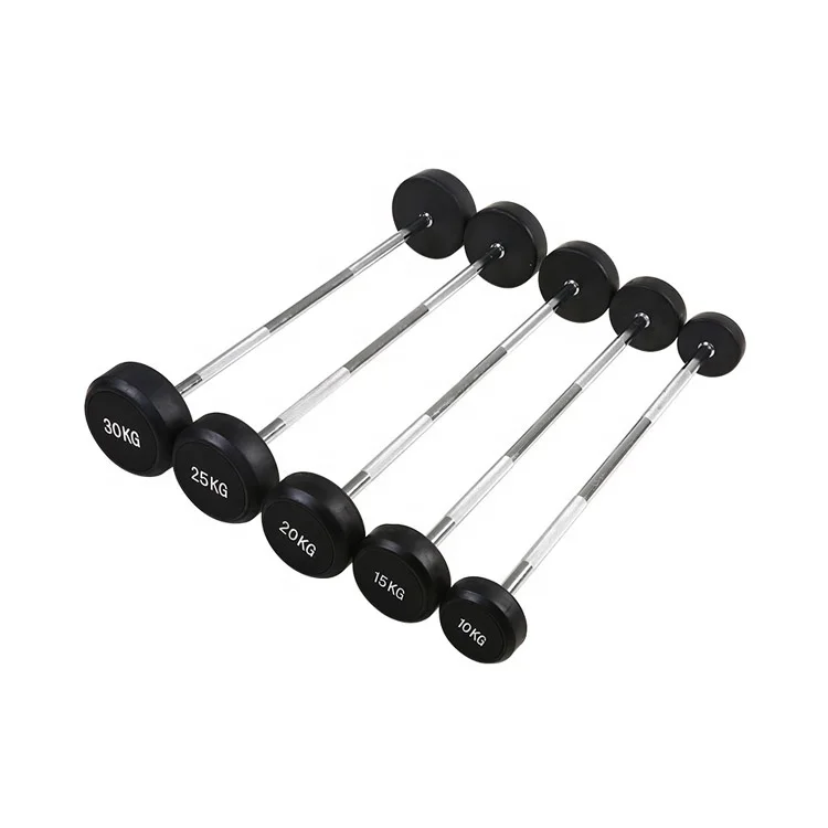 Home Gym Fixed Barbell Set Urethane CPU and TPU Straight Curl Commercial Barbells
