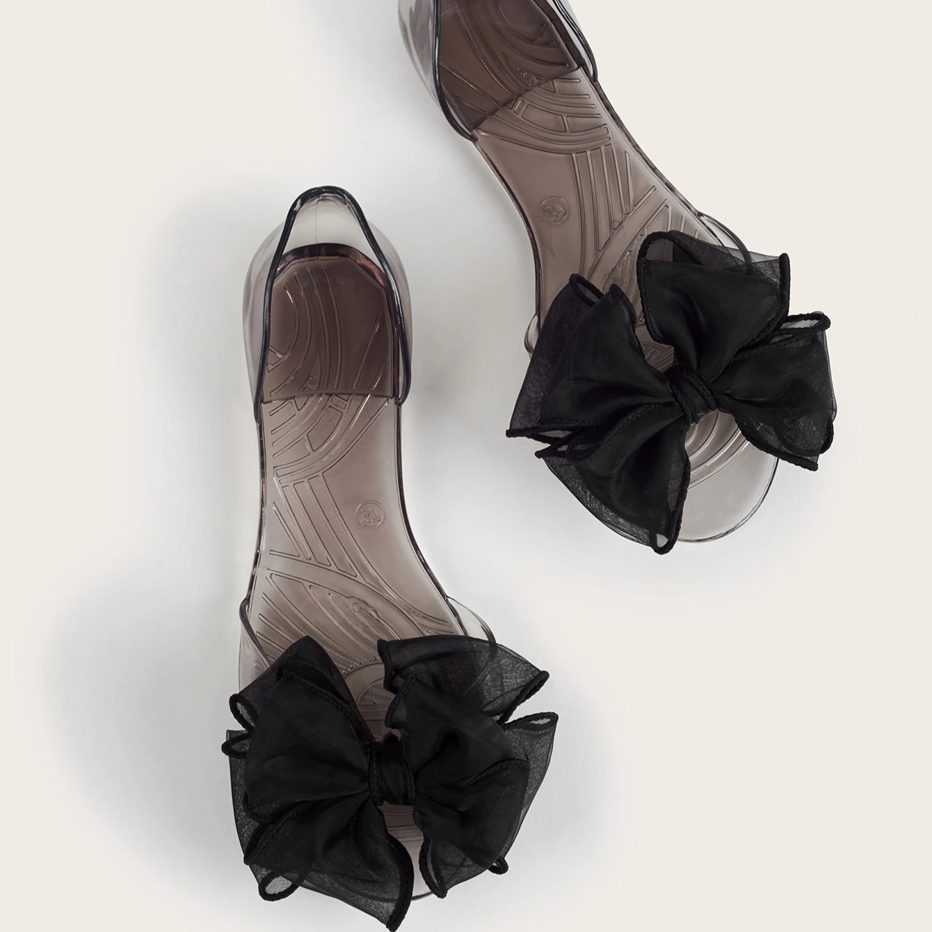  Hot selling Summer Transparent Women Jelly Shoes Bow Flat sandal for Ladies and