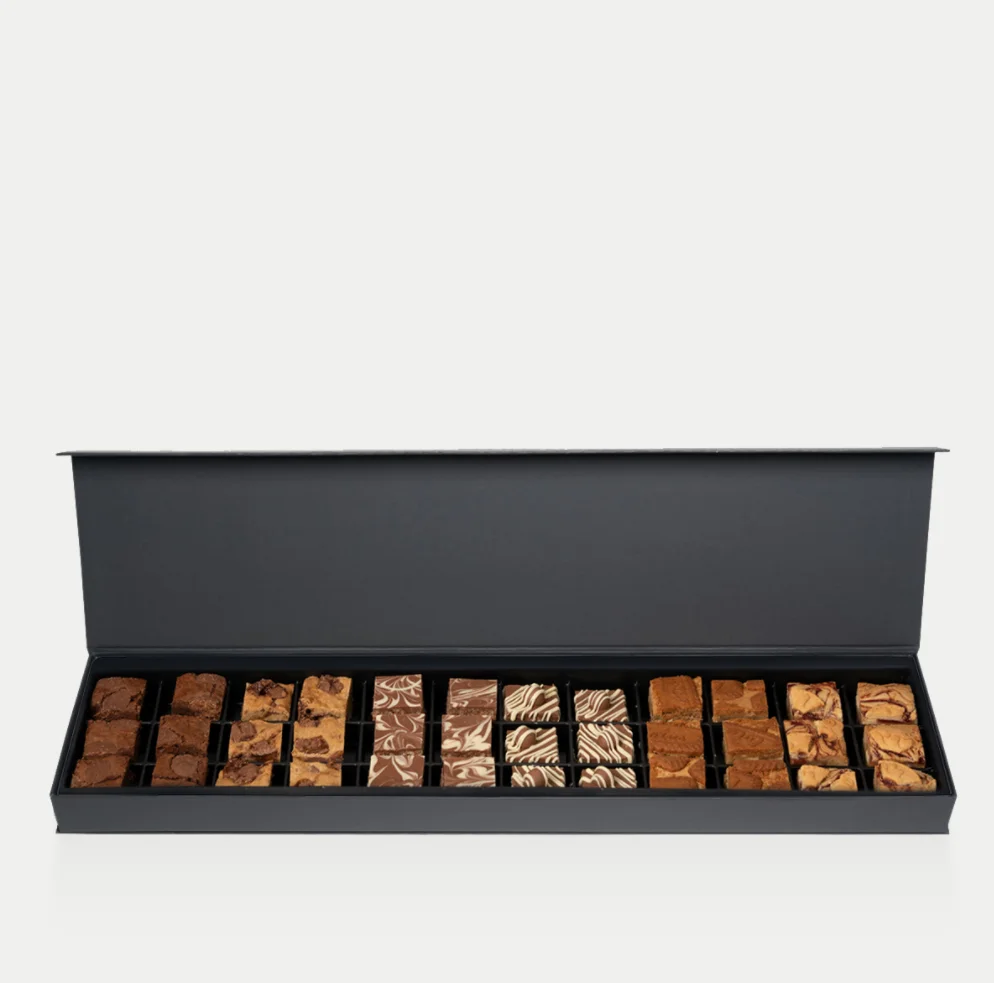 Rectangle weeding candy packaging box black rigid brownie box customise luxury food box with magnet