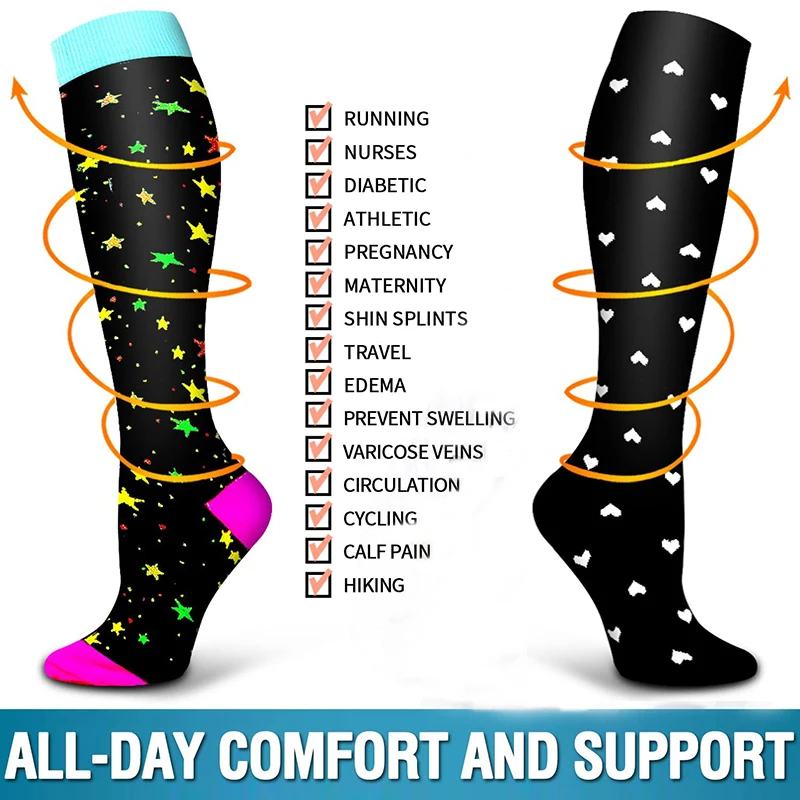 Wholesale Solid Color With Striped Cuff Custom Your Own Logo Knee High Sports Compression Socks