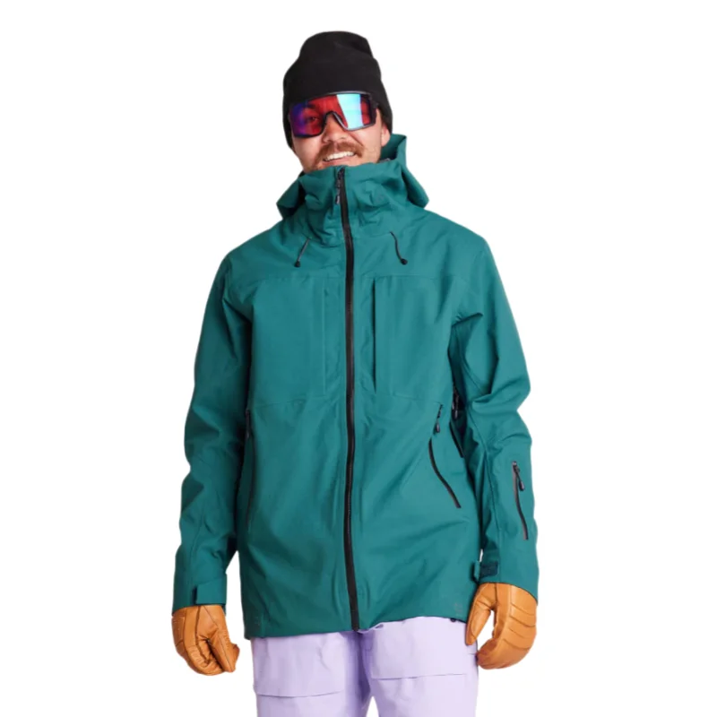 custom wholesale outdoor men ski jacket OEM waterproof windbreaker padded wear durable hooded insulated jacket with velcro cuffs