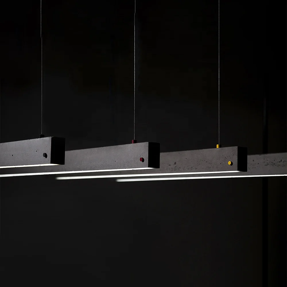 Bentu Yi modern long ceiling mounted cement concrete led pendant light chandelier for commercial office energy saving