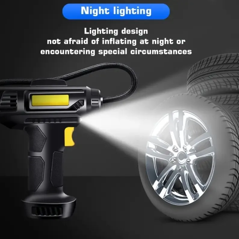 120W Car Air Compressor Wired Wireless Handheld Car Inflatable Pump With LED Light Portable Electric Automobiles Tire Inflator