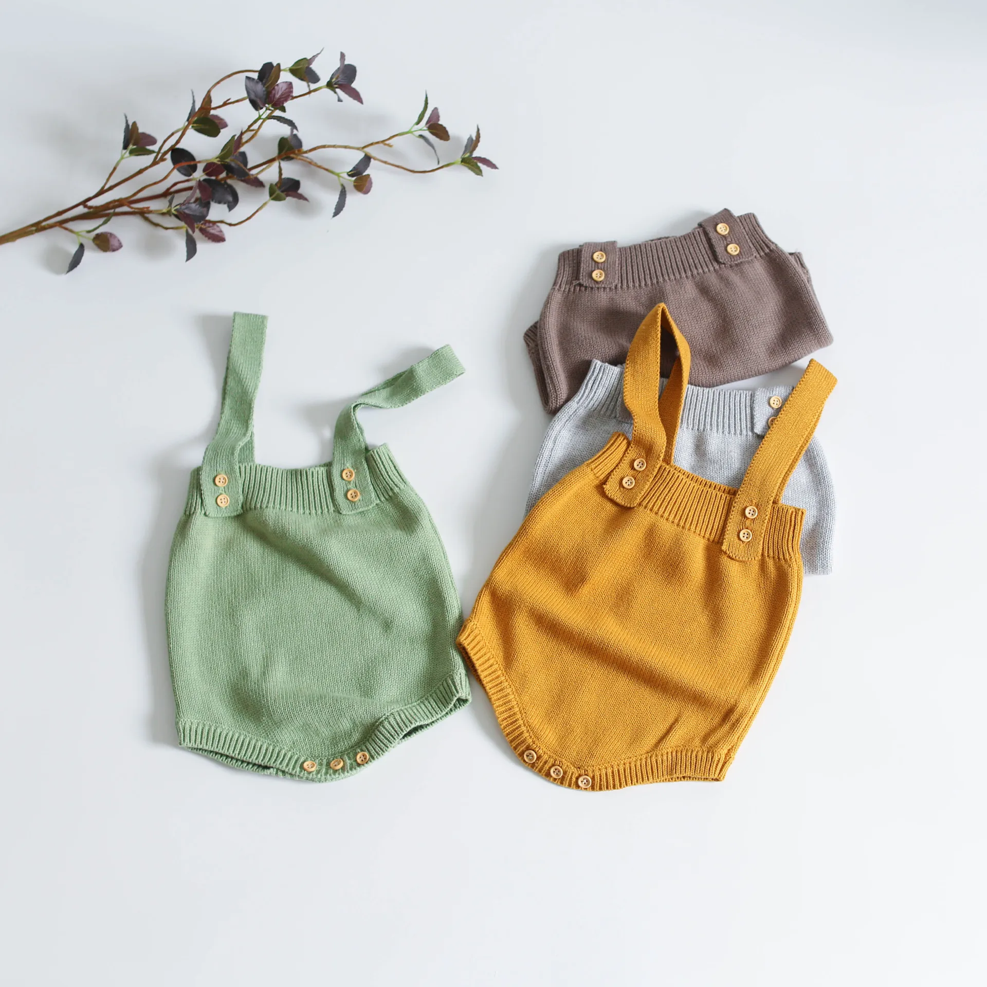 Boys and girls baby clothing cotton thread suspenders jumpsuits high waist suspenders four colors