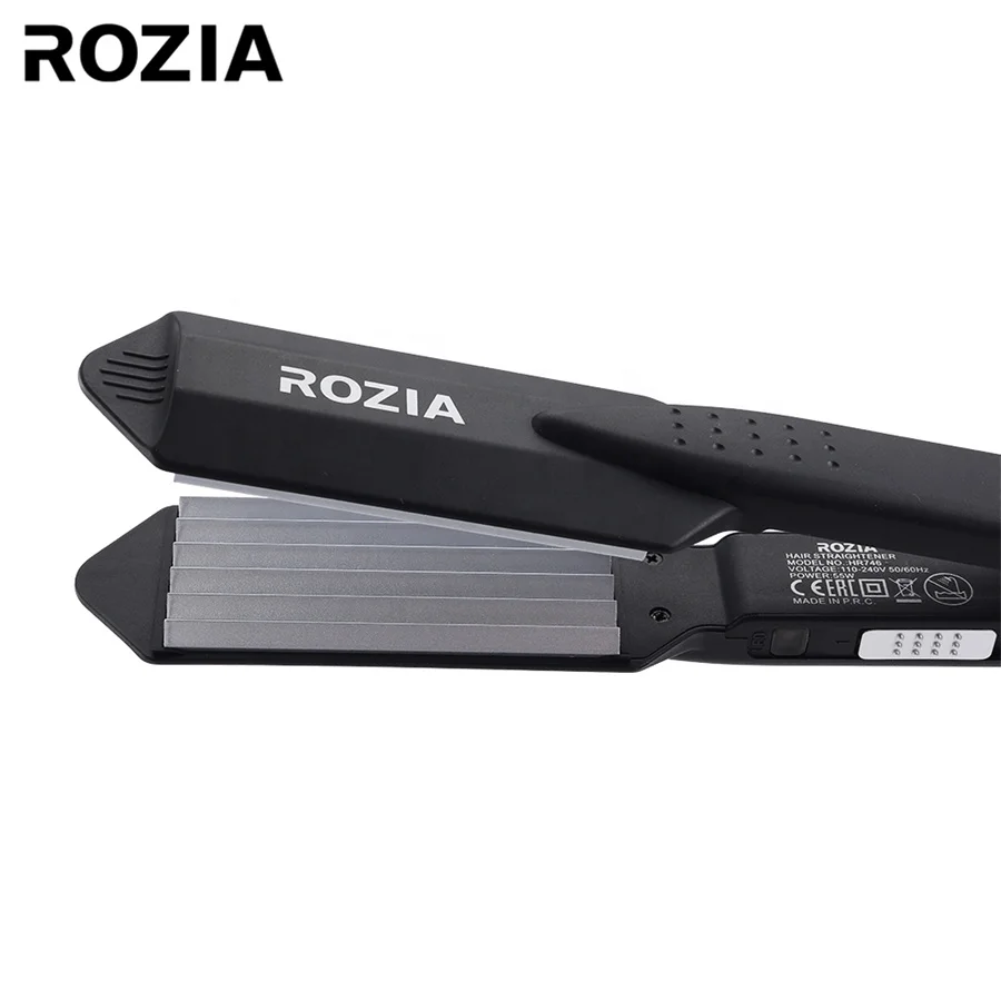 Rozia Профессиональный спальня бытовые керамические инфракрасные борода для волос Выпрямитель светодиодный дисплей 2 в 1 пластина с
