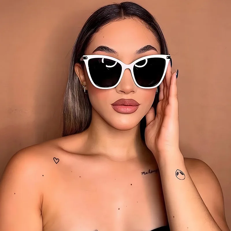 Fashion Eyewear Oversized Cat Eye Sunglasses Women Ready Stocked White Red Brown Beige Frames Acrylic Lenses