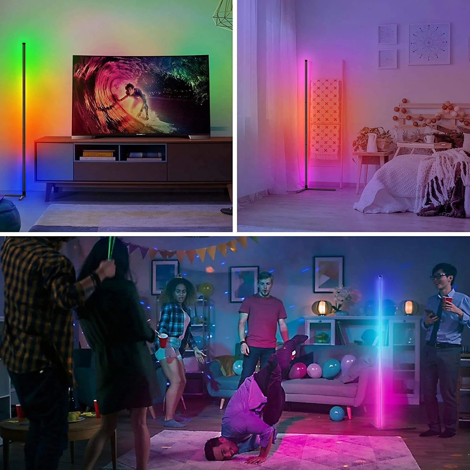 Китайский высококачественный модный многоцветный современный RGB умный дешевый музыкальный угловой напольный светильник для комнатной гостиной