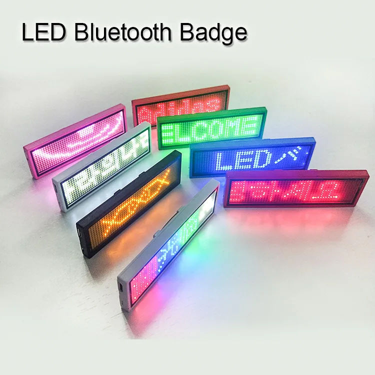 Digital Price Plate Rechargeable LED Message Display APP Programmable Magnetic LED Pin Badge LED Name Tag