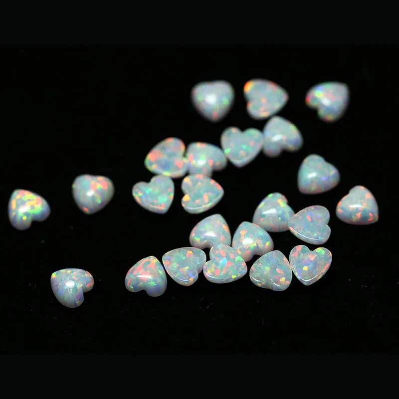 Wholesale Heart Shape Cabochon Loose Gemstones Created Opal Factory Price Of OP17 White Synthetic Opal