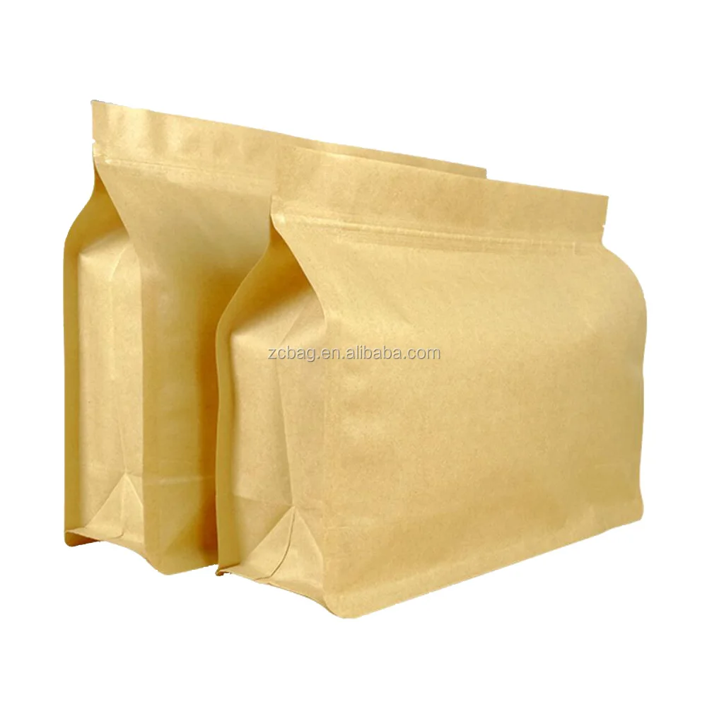 Mocha Storage Package Coffee Bag Degassing Valve Plastic Clear Brown Kraft Custom-Size Food Pocket Flat Bottom Reclosable Bags