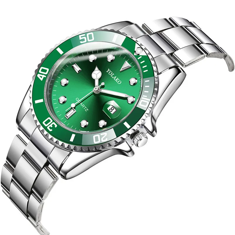 WJ-9791 Custom LOGO High Quality Calendar Quartz Man Wristwatch Gold Stainless Steel Belt Dive Luxury Watch Men