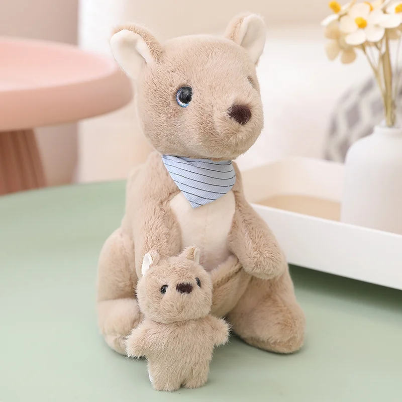 Plush Kangaroo and Removable small Kangaroo - Cuddly Soft Stuffed Mom and Baby Animals Toy