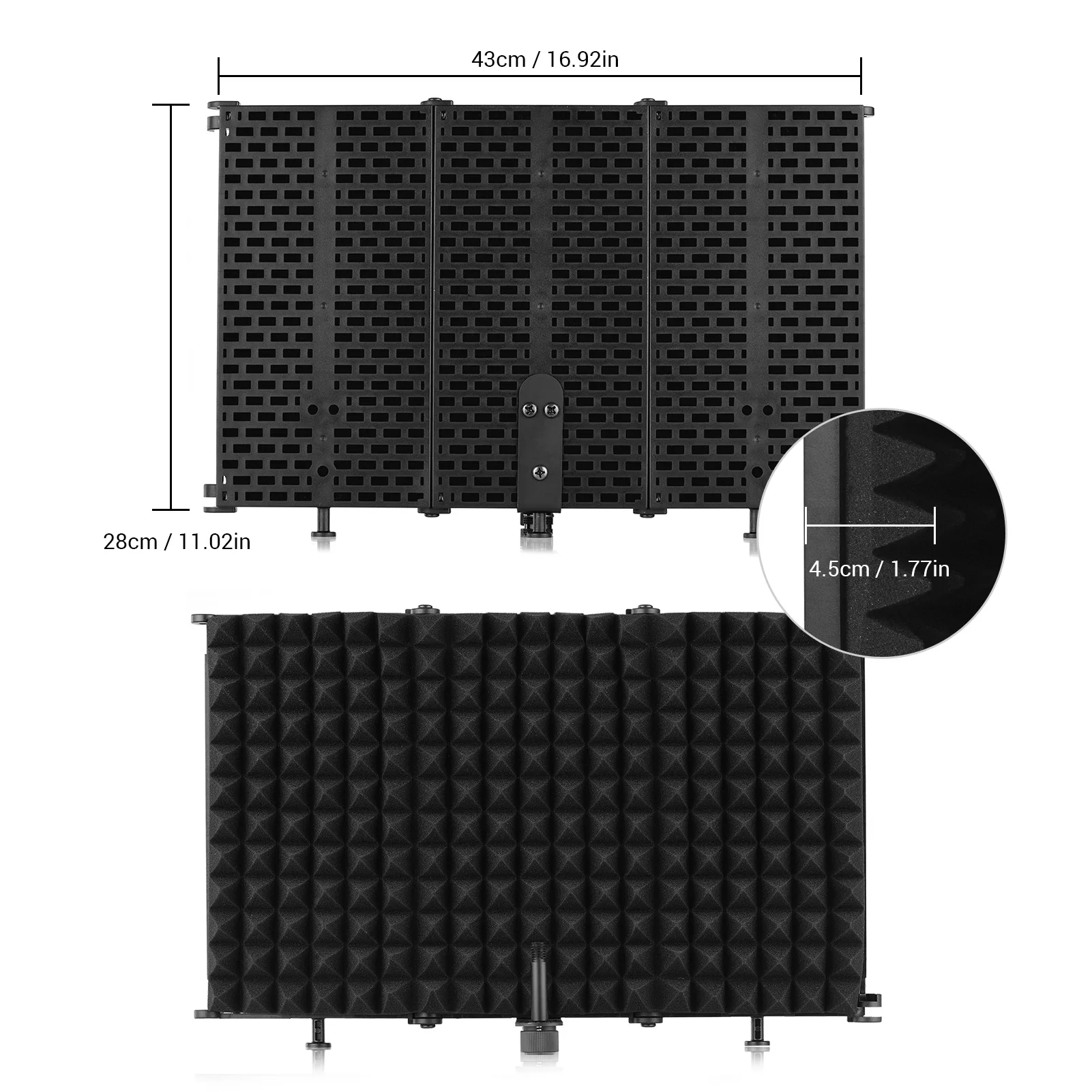 3 Panel Microphone Isolation Shield Portable Tabletop Absorbing Reflection Filter Soundproof Foam Studio