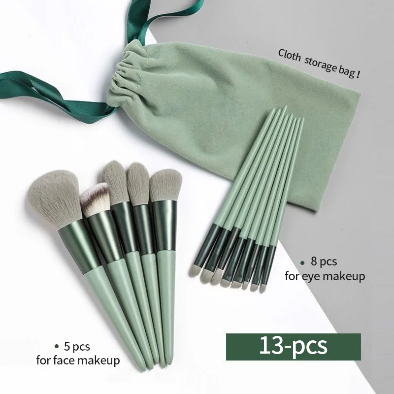 New Eye Shadow brush Foundation Women Cosmetic Beauty Soft Make Up Tools Bag 13 PCS Makeup Brushes Set wholesale