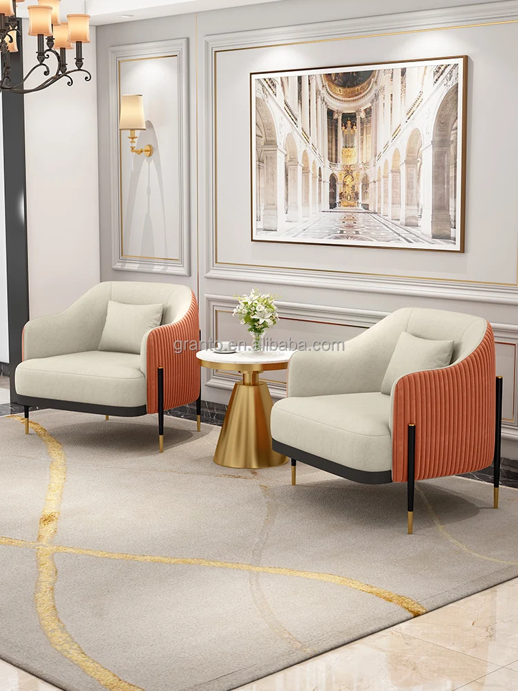 High end good quality PU cover lounger chair stainless steel sofa chair living room lazy chair