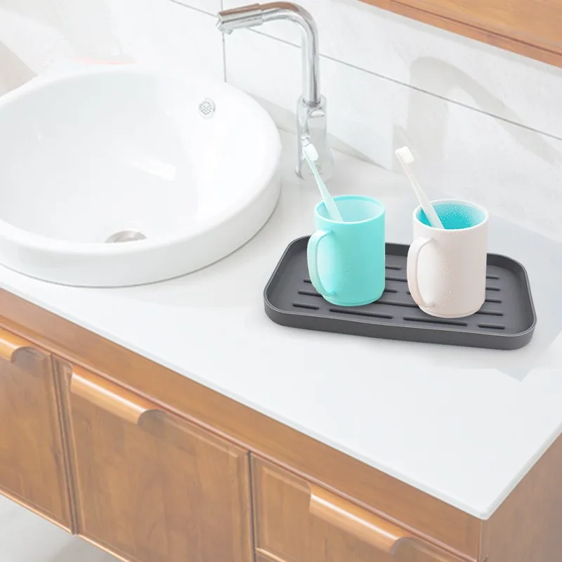 Large rectangle Silicone Drain Pan kitchen drain tray Tableware Water Cup mat fruit and vegetable dish receiving function