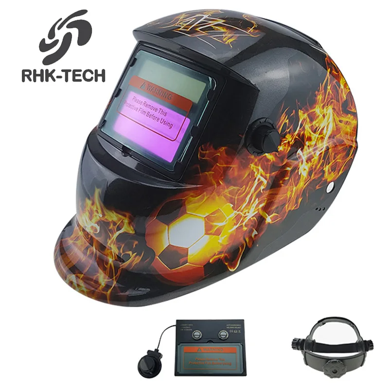 RHK Industrial Safety OEM Heat-resistant Fire Sticker Decals Solar Power Auto Darkening Welding Helmet Mask