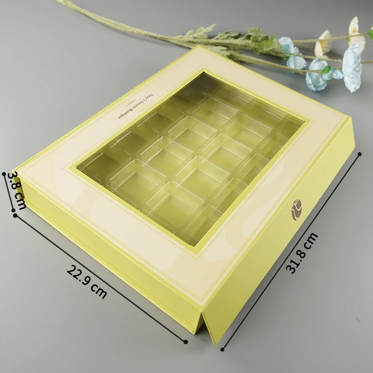 Rigid Biodegradable Gift Chocolate Magnetic Cardboard Dessert Packaging Box with Blister Insert