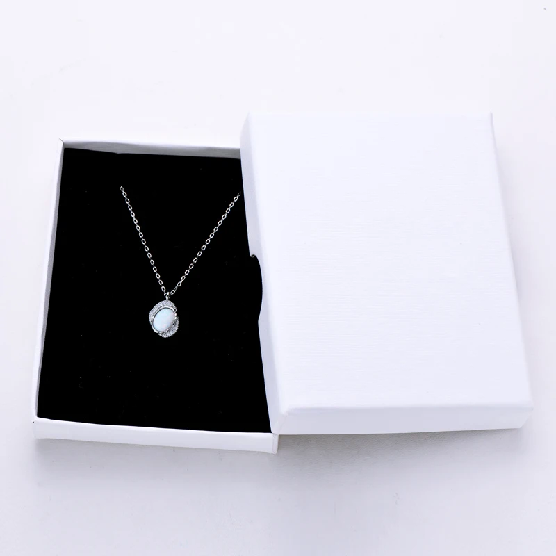 New arrival Trendy Synthetic Opal 925 Sterling Silver 8mm Oval Cut bezel Opal Pendant Necklace for women