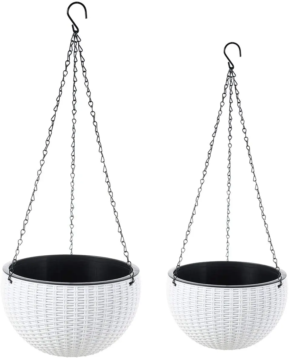 YICAI Hanging Basket Planters Self-Watering Indoor Outdoor Plant Flower Hanging Pots with Drainer and Chain